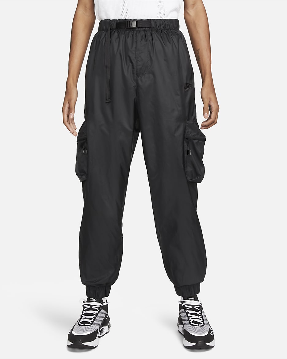 Black woven tech pack cargo pants hotsell